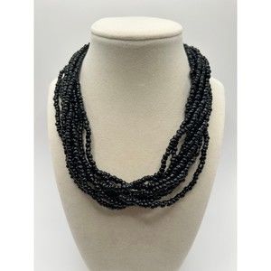 Multi strand Black Glass Beaded Necklace